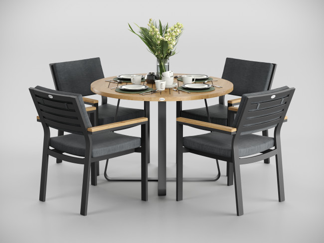 Обеденные группы Gardenini Patio Primavera  100серая, алюминий / тик