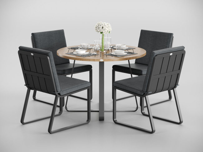 Обеденные группы Gardenini Patio Primavera 100серая, алюминий / тик
