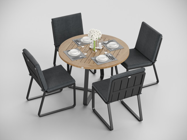 Обеденные группы Gardenini Patio Primavera 100серая, алюминий / тик