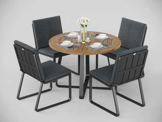Обеденные группы Gardenini Patio Primavera 100серая, алюминий / тик