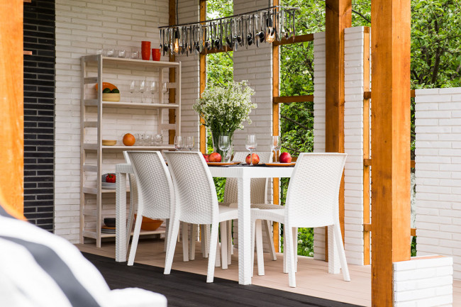 Стол B:rattan Houston 1500*900мм, белый Стол B:rattan Houston 1500*900мм, белый