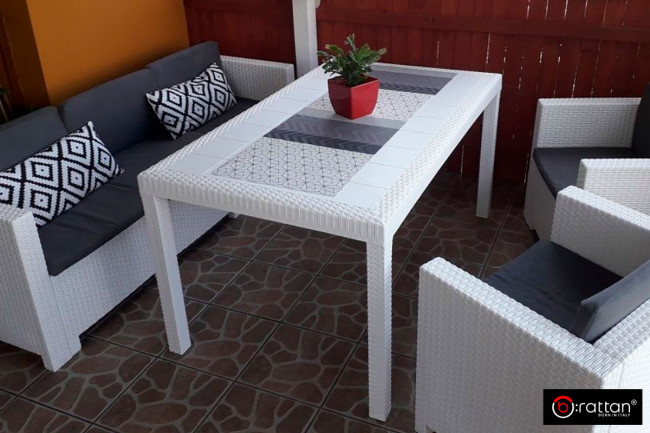 Стол B:rattan Houston 1500*900мм, белый Стол B:rattan Houston 1500*900мм, белый