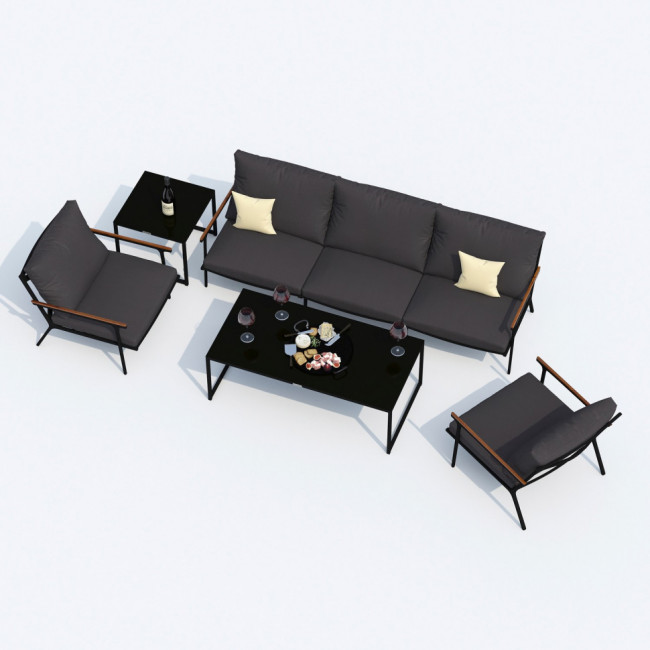 Лаунж зона FESTA антрацит с трехместным диваном