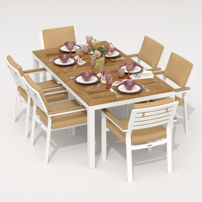 Стол обеденный TELLA  из тика 180x90 белый